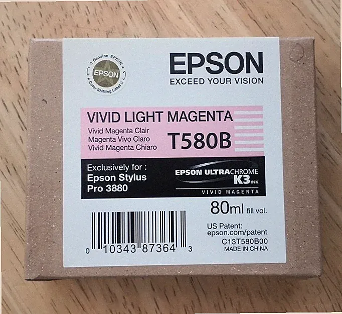 01-2015 Genuine Epson 3880 Printer Ink Vivid Light Magenta T580B T580B00 New