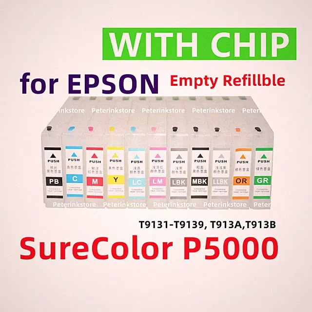 11 Empty Refillable Ink Cartridge for SureColor SC P5000 Printer T913 913