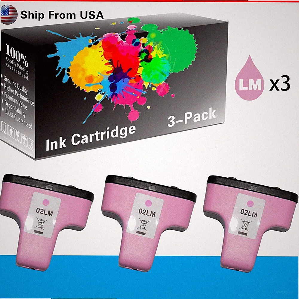 3PK 02XL 02 Light Magenta Ink Cartridge For 3110 3210 3210v C7280 Printer