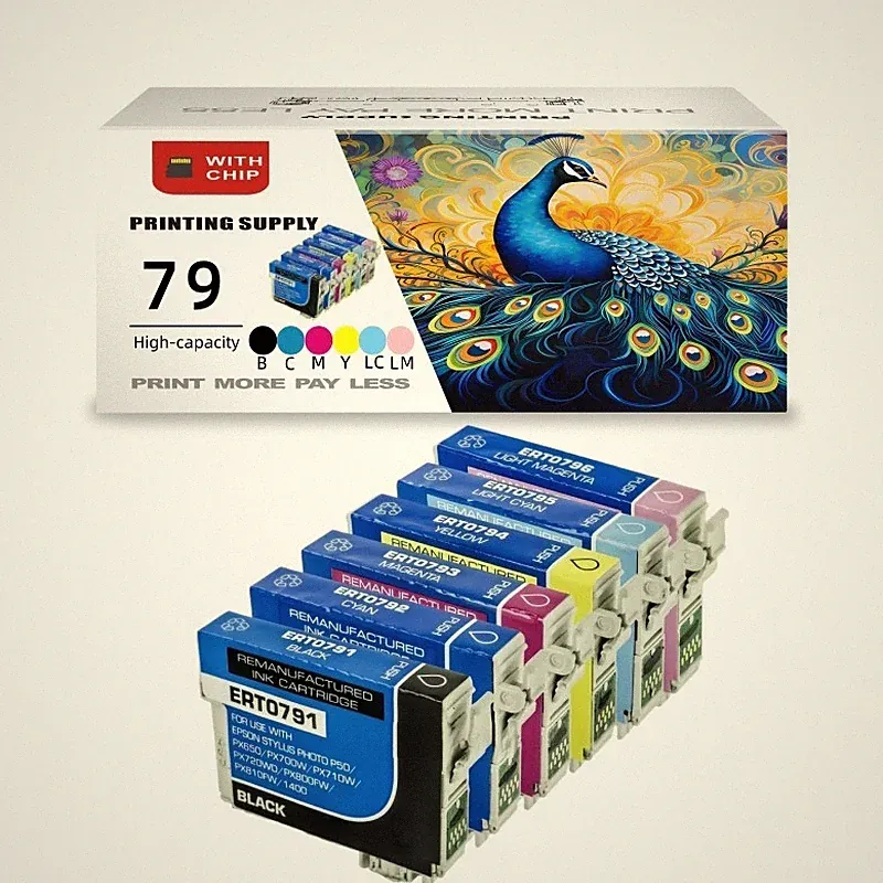 6PK Ink For Epson 79 T079 T0791 - T0796 For Epson Artisan 1430 Stylus Photo 1400