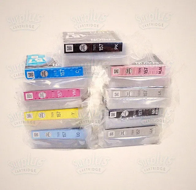 9PK Genuine Epson 157 Black & Color Inks Ultrachrome K3 T1579 Stylus Photo R3000