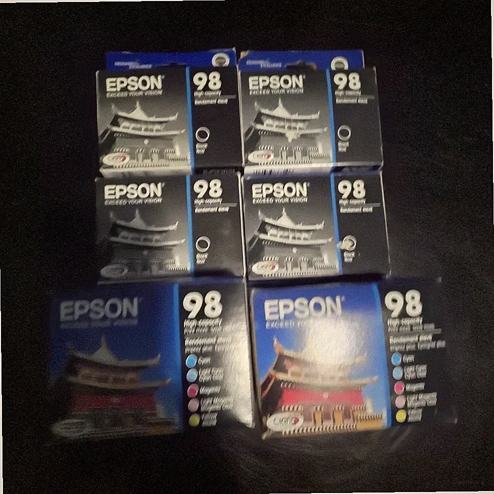 Epson Genuine Ink 98 Black Cyan Magenta Light Cyan Light Magenta expired 6pcs